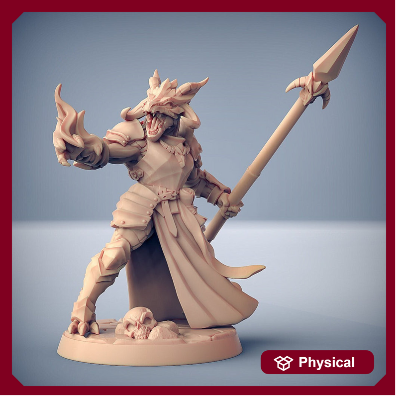 Dragonborn Fighter Eldritch Knight Polearm Master | 28mm, 32mm, 54mm, 75mm Scale Resin Miniature | Dungeons and Dragons 5E | Pathfinder | - Only-Games