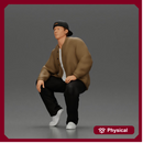 hip hop man sitting in a jacket and cap