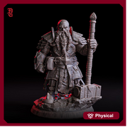 Dwarf Paladin, Fighter PC NPC | 28mm,32mm,54mm,75mm,100mm Scale Resin Miniature | Dungeons and Dragons D&D 5e Pathfinder | Flesh of Gods - Only-Games