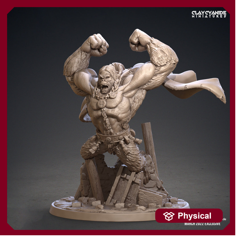 Great Ape Man, Gorilla Folk DnD 5e  | 28mm, 32mm Scales  | Resin figurine Statue Miniature | Dungeons and Dragons | Clay Cyanide | - Only-Games