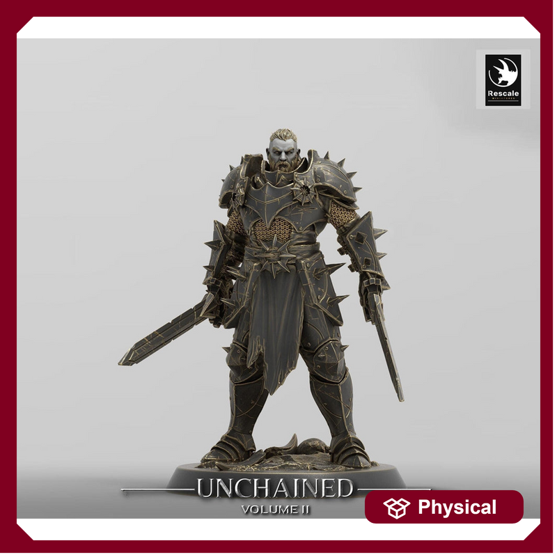 Fighter Battlemaster, Oathbreaker Paladin, Dual Swords, DnD 5e Unpainted Miniature| 28mm, 32mm,54mm,75mm,100mm Scales | Dungeons & Dragons - Only-Games