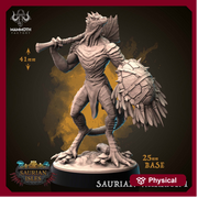 Lizardfolk Lizardman Warrior | 28mm, 32mm,75mm Scales | Dungeons and Dragons | Unpainted Figure | Mammoth Factory - Only-Games