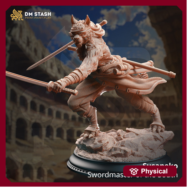 Tabaxi Fighter Ranger Rogue Swords Two-Weapons Style Miniature | 28mm, 32mm,54mm,75mm, 100mm Scales | Dungeons and Dragons  5E | DM Stash - Only-Games