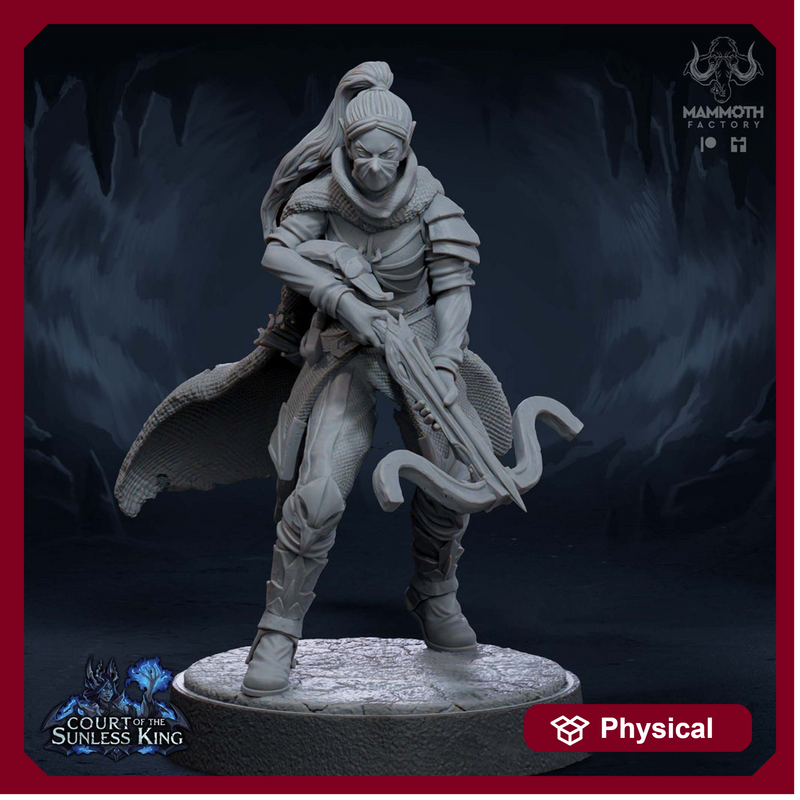 Female Elf Gloom Stalker Ranger Assassin Rogue Unpainted | 28mm,32mm,54mm,75mm,100mm Scale | Resin Dungeons and Dragons | Mammoth Factory - Only-Games