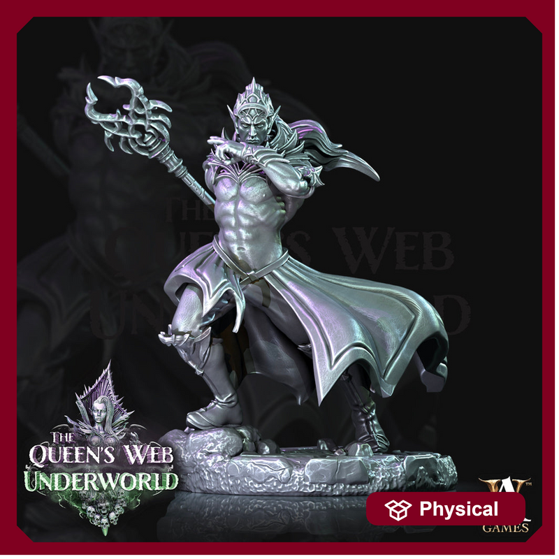 Dark Elf Drow Wizard  | 28mm, 32mm, 75mm | DnD 5e Miniature | Dark Elf Male Magic User, Drow mage | Dungeons and Dragons | - Only-Games