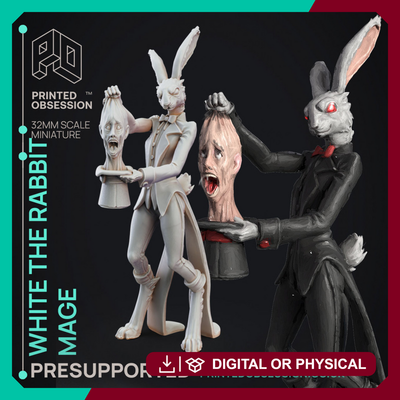 White The Rabbit Magician - Circus of Horrors - PRESUPPORTED - 32mm