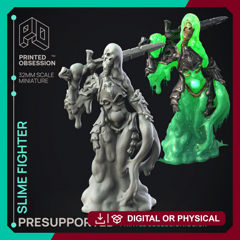 Slime Fighter - Humanoid Slime Monster -  PRESUPPORTED - Illustrated and Stats - 32mm scale