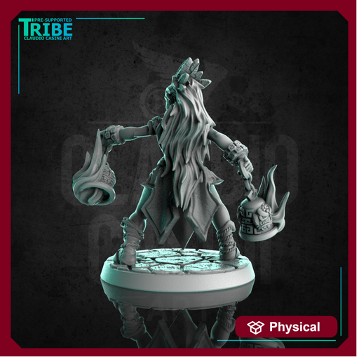 (0296) Female human elf half orc tiefling firbolg shaman  with swords and magic lanterns - Only-Games