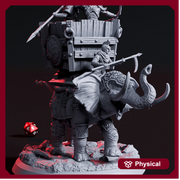 Battle Elephant with three warriors DnD 5e Miniature | 75mm decorative Base Available: 28mm, 32mm Scale | Resin | Dungeons and Dragons 5e | - Only-Games