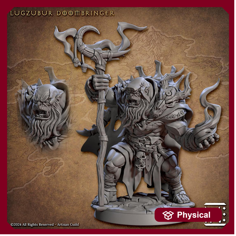 Orc Druid Shaman Wizard | Half Orc PC (2 options) DnD | 28mm, 32mm, 54mm, 75mm, 100mm Scale Miniature | Dungeons and Dragons | Artisan Guild - Only-Games