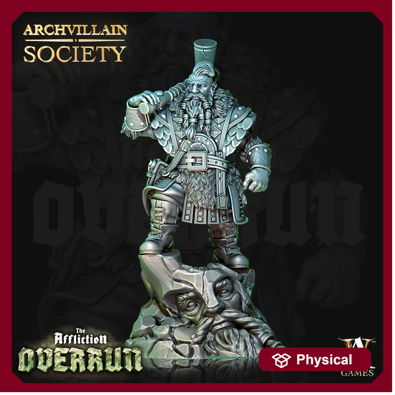 Dwarf Fighter Paladin with Battle Hammer | Dungeons and Dragons|28mm,32mm,54mm|75mm|100m Scales | Pathfinder Mini for Painting | Archvillain - Only-Games