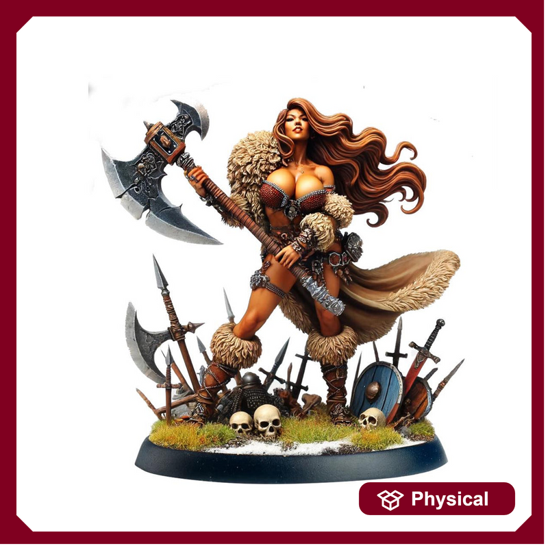 Female Human Barbarian, Fighter, Ranger, PC NPC Miniature | NSFW Topless & Nude versions | 28mm, 32mm,54mm, 75mm, 100mm Scales |DnD 5e - Only-Games