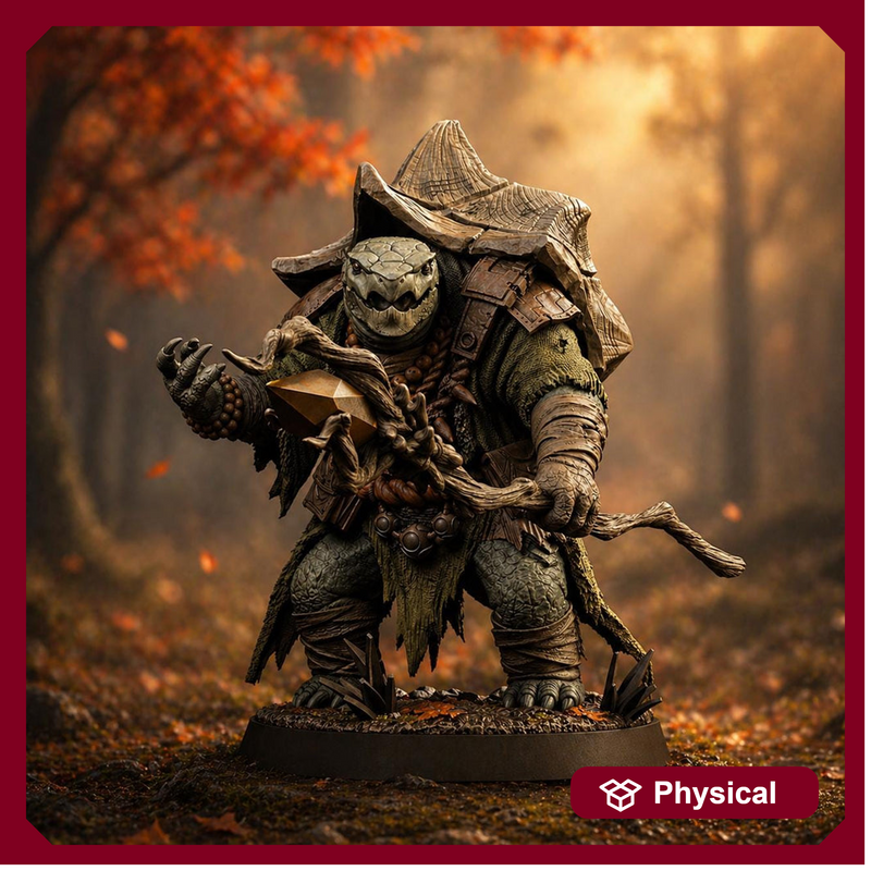 Turtlefolk Druid Miniature | Ravel Sylcarax | Resin RPG Figure - Only-Games