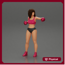 black woman in boxing gloves with curly hair ready to finish off her opponent