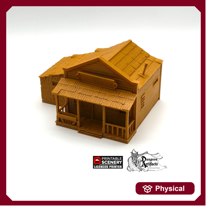 Sheriff's Office and Jail - Time Warp - Printable Scenery Wargaming Terrain Scatter Western D&D DnD Sherrif Sheriffs