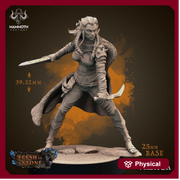 Human Female Fighter Rogue Assassin | 28mm, 32mm,54mm,75mm,100mm Scale Resin Miniature |Dungeons and Dragons | Valhya Mammoth Factory - Only-Games