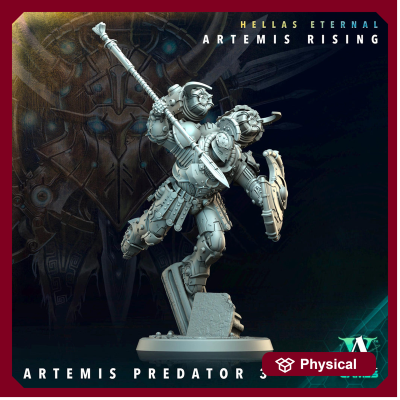 Sci-Fi Miniature Space Knight, Hellas Eternal Artemis Predator | 28mm,32mm, 54mm, 75mm,100mm Scales | Resin Mini | Archvillain Games - Only-Games