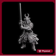 Human Fighter Samurai Kensa with Katana & Armor | DnD Miniature 28mm,32mm,54mm, 75mm,100mm Scale Pathfinder Figure/ DnD Figurine unpainted - Only-Games
