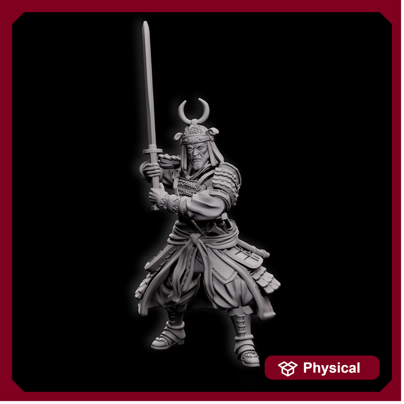 Human Fighter Samurai Kensa with Katana & Armor | DnD Miniature 28mm,32mm,54mm, 75mm,100mm Scale Pathfinder Figure/ DnD Figurine unpainted - Only-Games