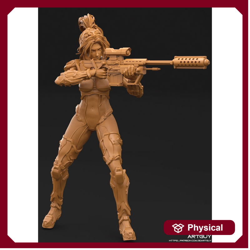 Female Sniper  | 28mm, 32mm Scales also 50mm and 100mm | Sci-Fi miniatures | Fan Art - Only-Games
