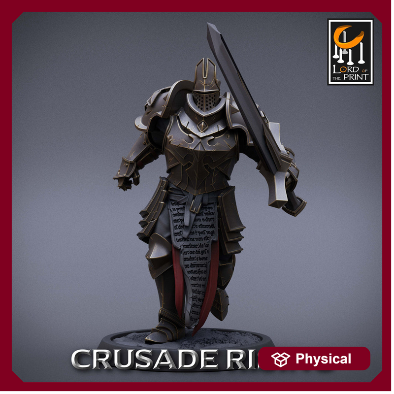 Paladin Knight Templar Unpainted Miniature | 28mm, 32mm,54mm,75mm, 100mm Scales | Dungeons and Dragons | Pathfinder | Lord of The Print - Only-Games