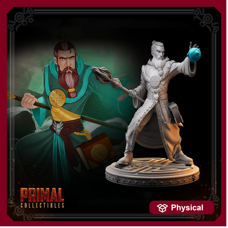 Human Male Wizard, Sorcerer, Warlock PC NPC Miniature | 28mm,32mm,54mm,75mm,100mm Scales | Dungeons and Dragons | Pathfinder | Battle Wizard - Only-Games