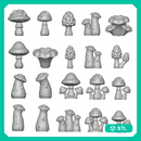 32mm Fantasy Mushroom Basing Bits – 20 STL Tabletop Miniature Terrain Pieces