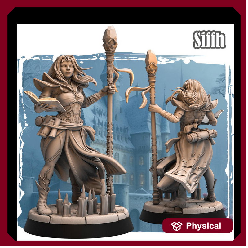 Human Female Wizard, Warlock, Sorcerer PC NPC | 28mm, 32mm,54mm, 75mm, 100mm Scale Resin Miniature | Dungeons and Dragons | - Only-Games