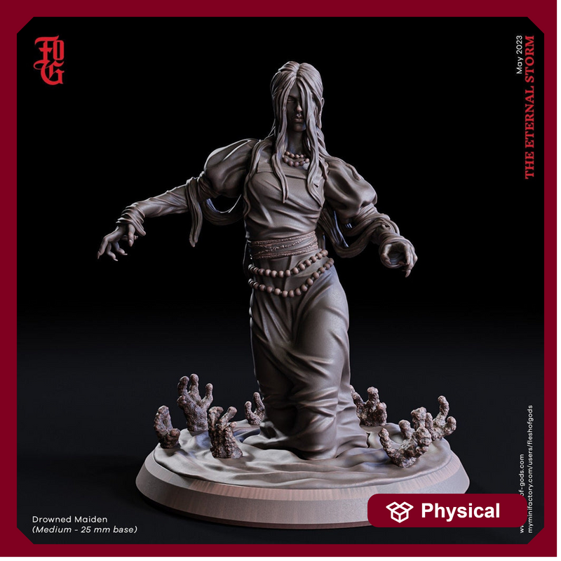 Undead Drowned Maiden, Ghost, Banshee, Specter | 28mm, 32mm,54mm, 75mm Scale Resin Miniature | Flesh of Gods | Dungeons and Dragons | - Only-Games