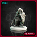 (0156) Male halfling hobbit rogue thief assassin with cape and knives