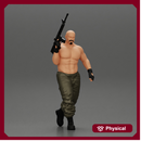 mafia gangster in gloves pants holding a submachine gun