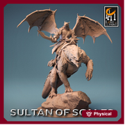 Winged Dragonborn w/ Sword Mounted on Dragonling  | Dungeons and Dragons 5e  | 28mm,32mm, 54mm, 75mm Scale | Pathfinder | Lord of the Print - Only-Games