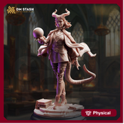 Tiefling Wizard Miniature | Female Sorceress Mage | UNPAINTED Resin DnD Pathfinder - Only-Games