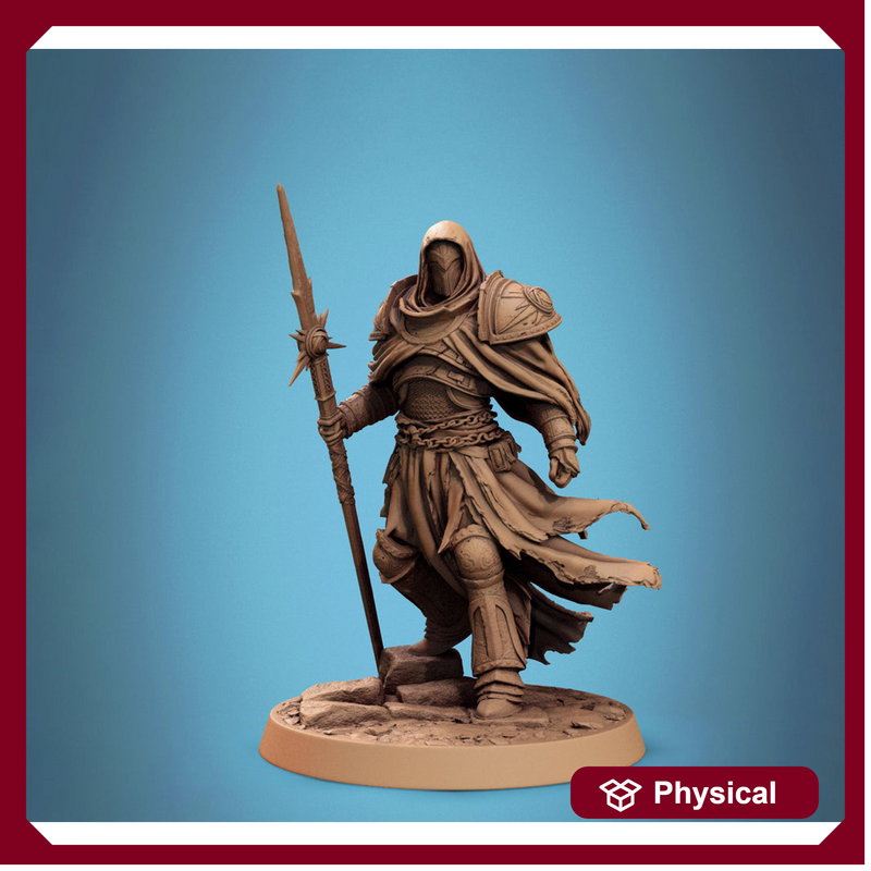 Paladin, Fighter, Polearm Master Spear, DnD 5e Unpainted Miniature| 28mm, 32mm,54mm,75mm,100mm Scales | Dungeons & Dragons | Pathfinder - Only-Games