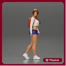 sexy girl walking in shorts and mini short and backpack