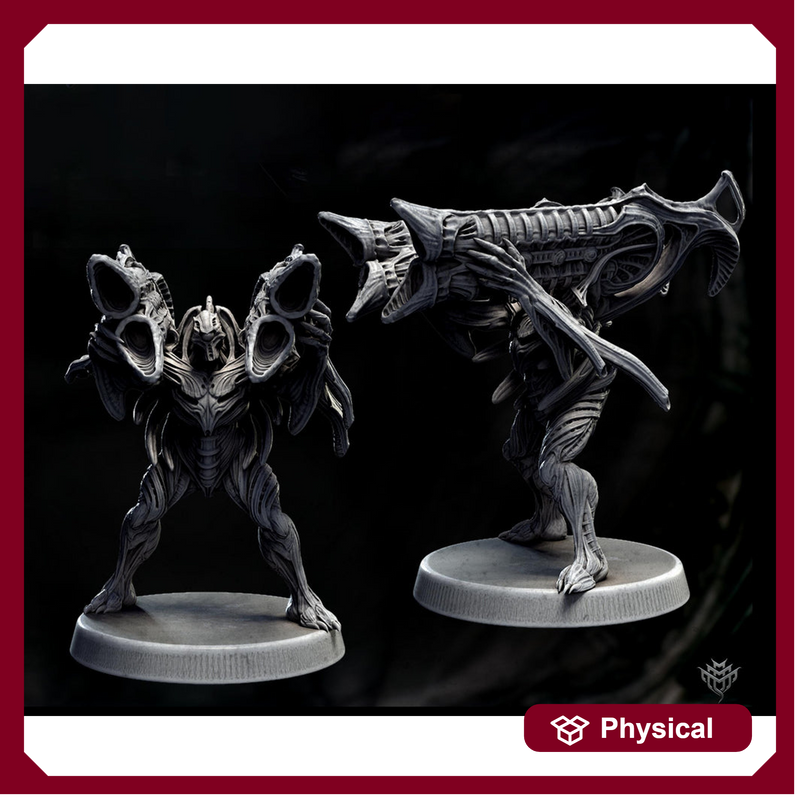 Sci-Fi Miniature Robot Infantry, H.R Giger Style | Base Diameter Sizes: 25mm,32mm, 50mm, 65mm,80mm | Resin Mini | Mini Monster Mayhem - Only-Games