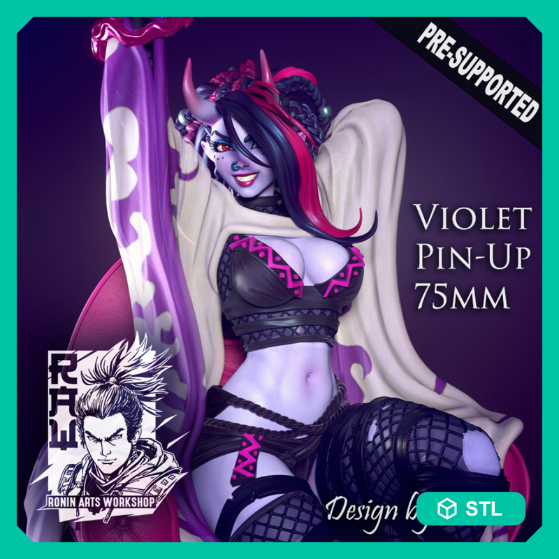 Violet Pin Up 75mm Pre-Supported - STL only - Only-Games