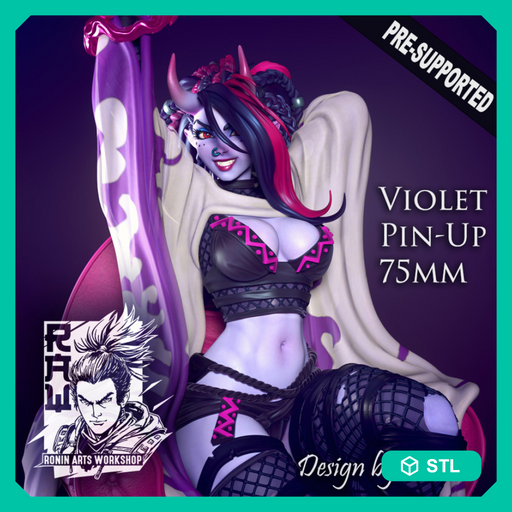 Violet Pin Up 75mm Pre-Supported - STL only - Only-Games