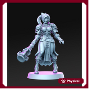 Pinup Sexy Female Fighter with Mace | 28mm Scale | 32mm Scale Miniature | 75mm Scale | - Minis - D&D -  Pathfinder - Unpainted mini - Only-Games