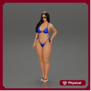 sexy girl in a bikini and sandals with sunglasses  standing putting her left hand on her hip