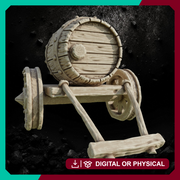 Wood Barrel on a Cart - Fantasy Market Terrain STL for DnD & Wargaming - Only-Games