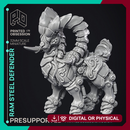 Ram Steel Defender - Artificer Construct - PRESUPPPORTED - 32mm Scale - Only-Games