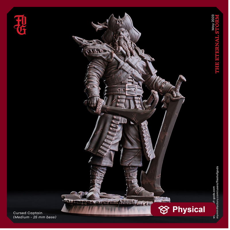 Swashbuckler Pirate Captain Fighter | 28mm, 32mm,54mm,75mm,100mm Scales | Player Character Mini  -D&D 5e Pathfinder Figurine |Flesh of Gods - Only-Games