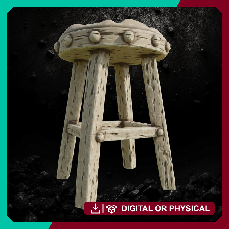Stool - Tabletop Furniture Terrain STL, DnD & Wargaming Scenery - Only-Games