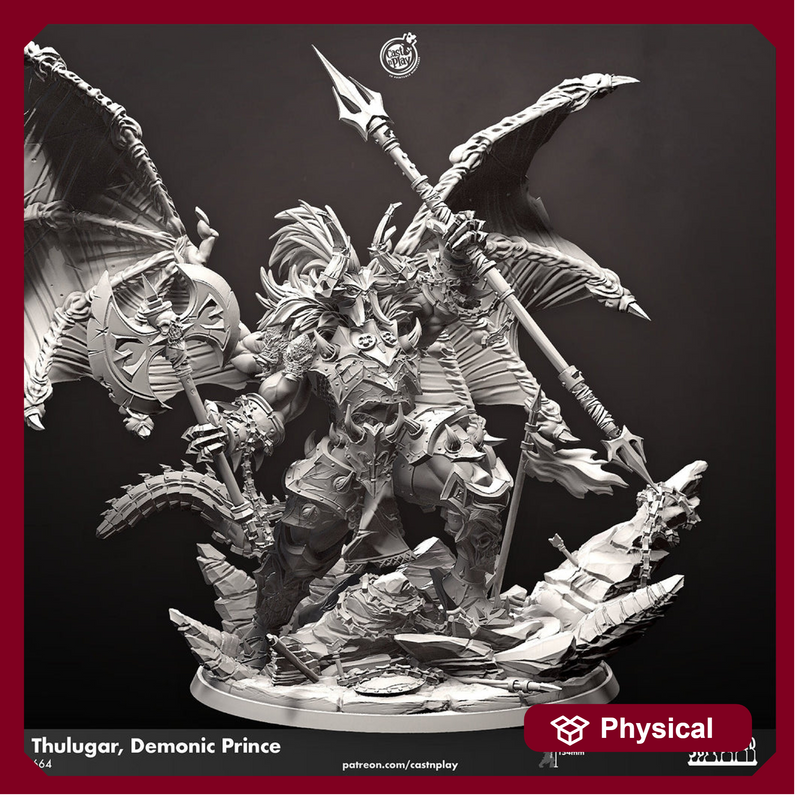 Demonic Prince Thulgar, Demon Lord, Devil | 28mm and 32mm Scale | Dungeons and Dragons 5e | Pathfinder | Figurine Mini | Cast n Play - Only-Games