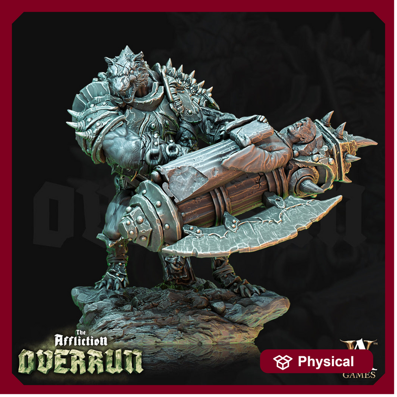 Wererat Fighter Warmonger with Great Axe | Resin Miniature | D and D | 28mm,32mm,54mm, 75mm, 100mm Scales | Pathfinder ratfolk | D&D 5e | - Only-Games