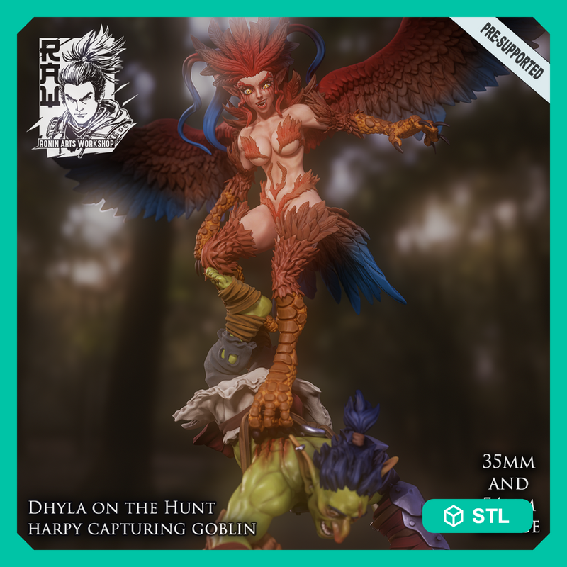 Harpy Dhyla - Pose2 - Harpy Hunting Goblin - STL only