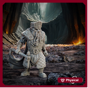 Dwarf King Fighter Battle Axe Miniature | Dungeons and Dragons 5e | 28mm,32mm,54mm,75mm, 100mm Scale | Pathfinder Mini for Painting - Only-Games