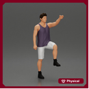 man in shorts and boots is climbing into the truck