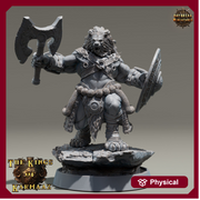 Leonin LionFolk Fighter Barbarian | 28mm, 32mm, 54mm, 75mm Scales,100mm Tall | Dungeons and Dragons D&D 5e | Pathfinder| Daybreak Miniatures - Only-Games